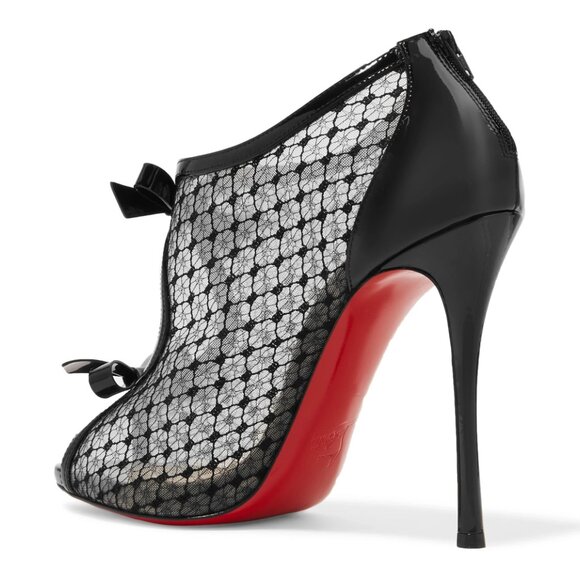 Brand New Christian Louboutin Empiralta 120 Patent Leather Mesh Open Toe Booties - Picture 7 of 12